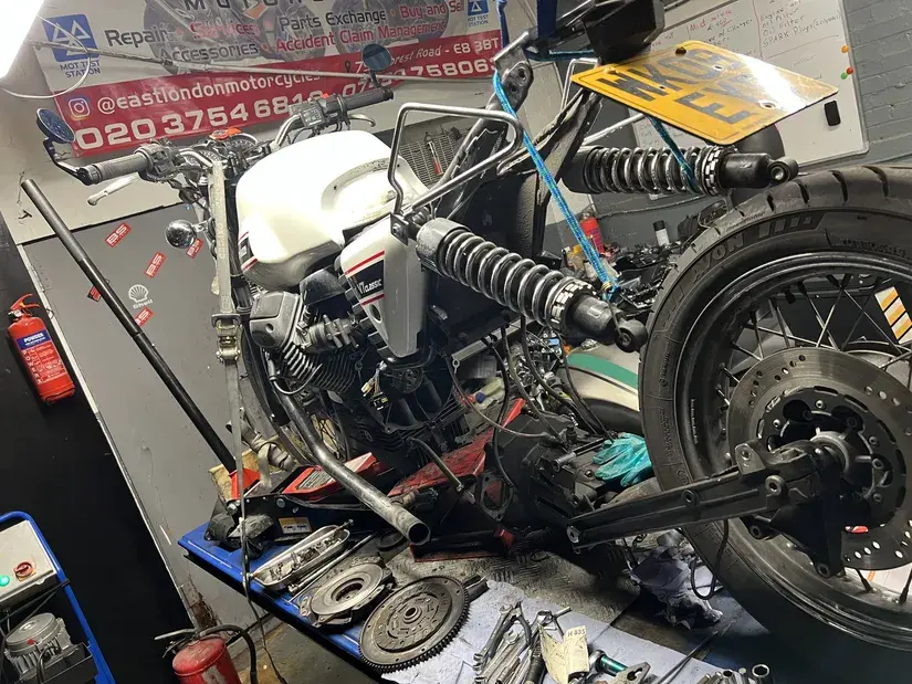 Motorcycle work at East London Motorcycles